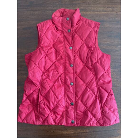 Lands End Women's Goose Down Button Up Puffer Jacket Vest Red Size S (6-8) - Picture 1 of 9